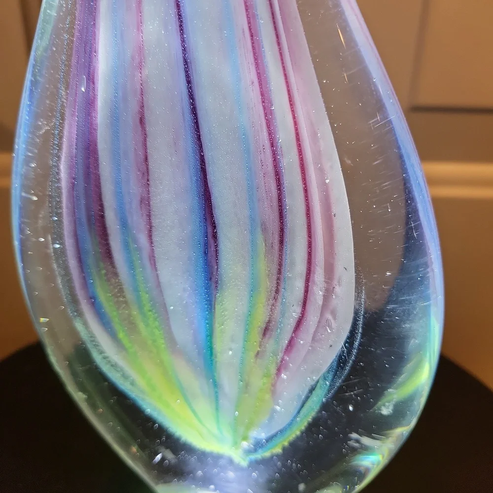 Art Glass Teardrop Sculpture Vintage 10 5/8